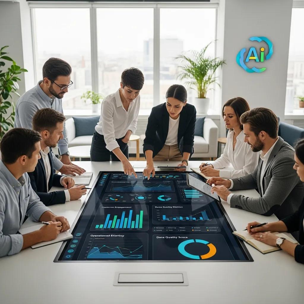 Local business team collaborating on data quality and integration for AI systems