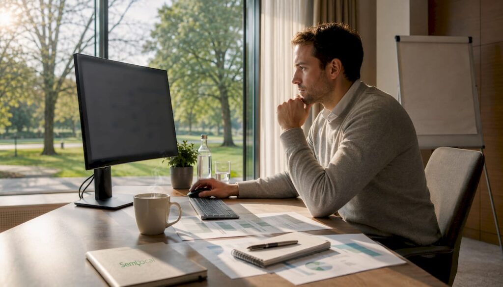 Hotel manager working on automation dashboard