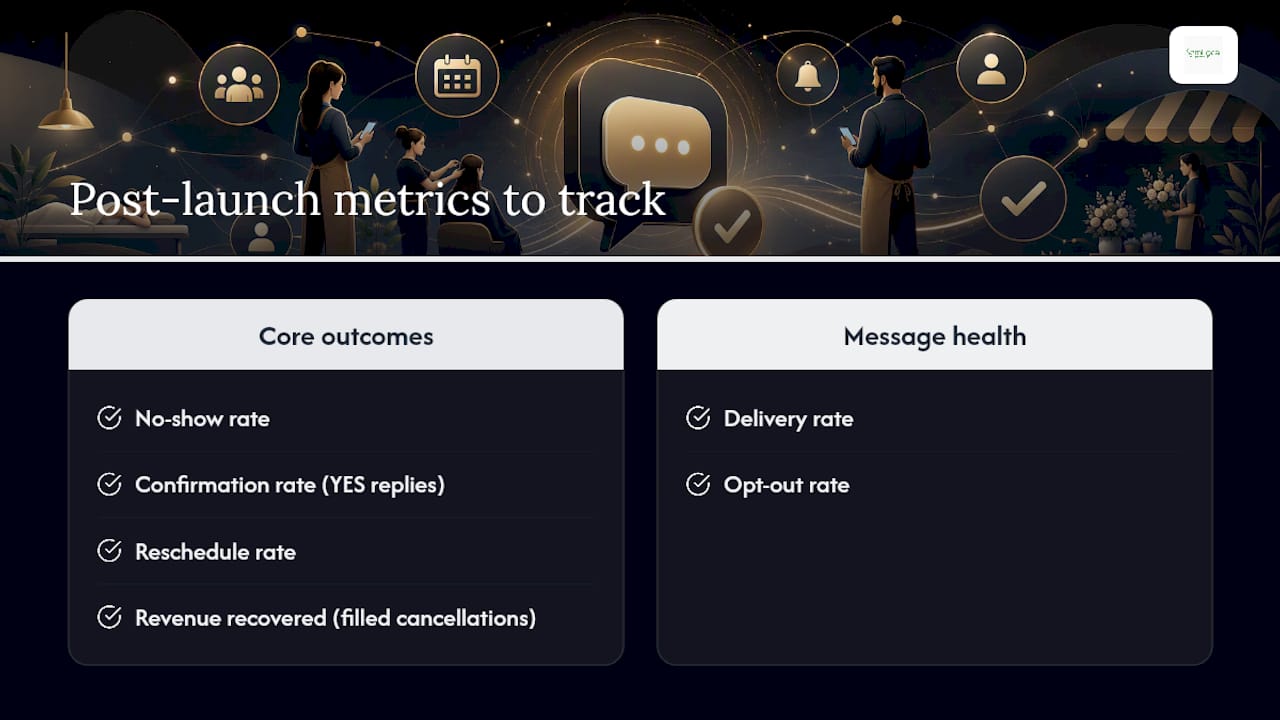 Diagram showing SMS reminder effectiveness metrics