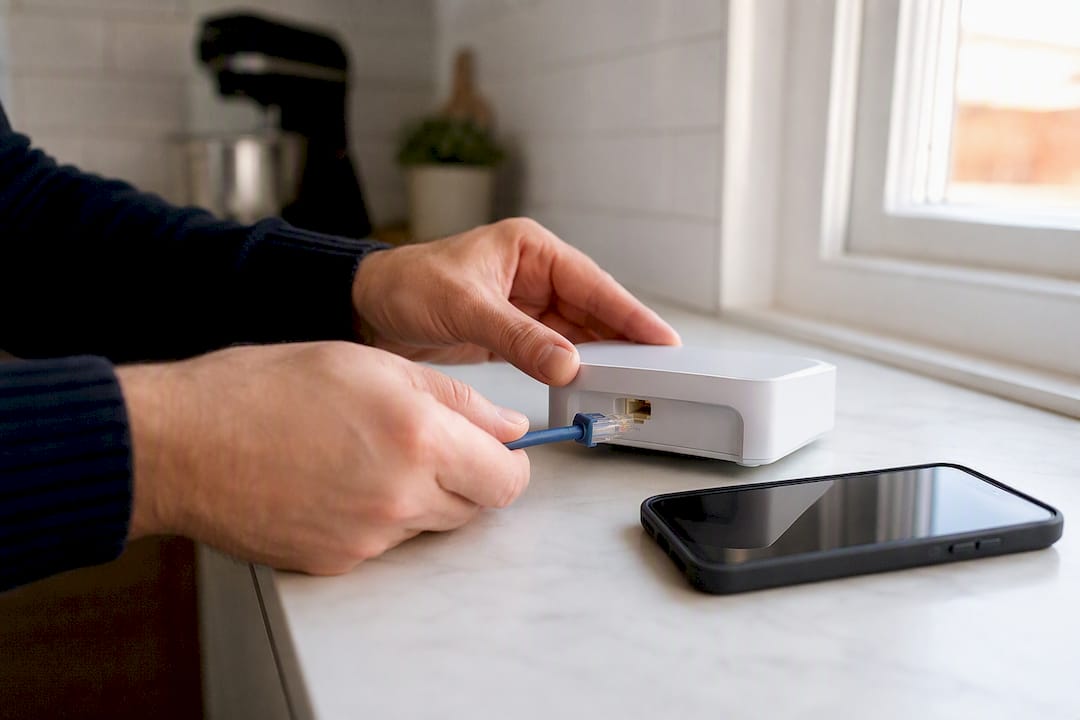 Hands setting SMS platform with device and calendar