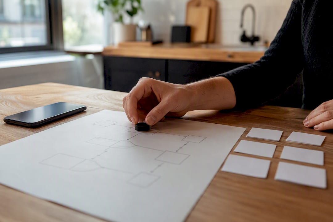 Hand placing marker on lead scoring workflow