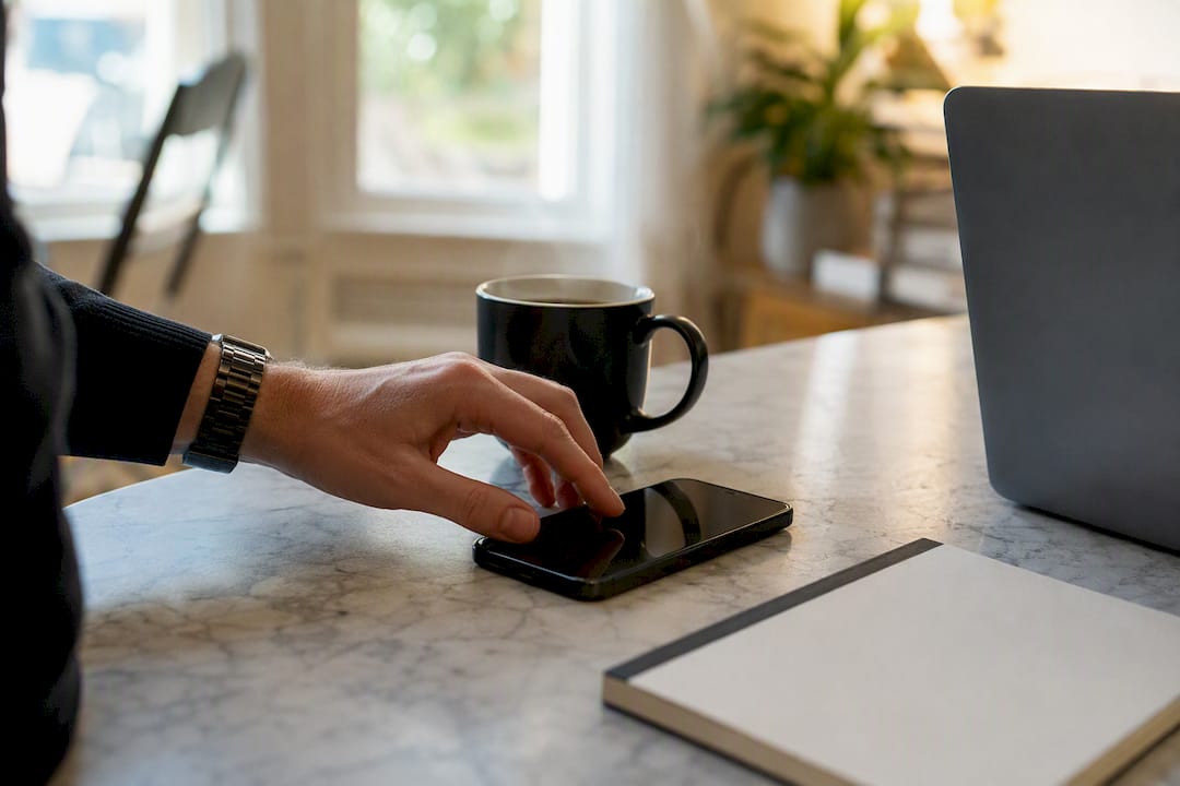 Hand adjusting Google Business Profile on smartphone