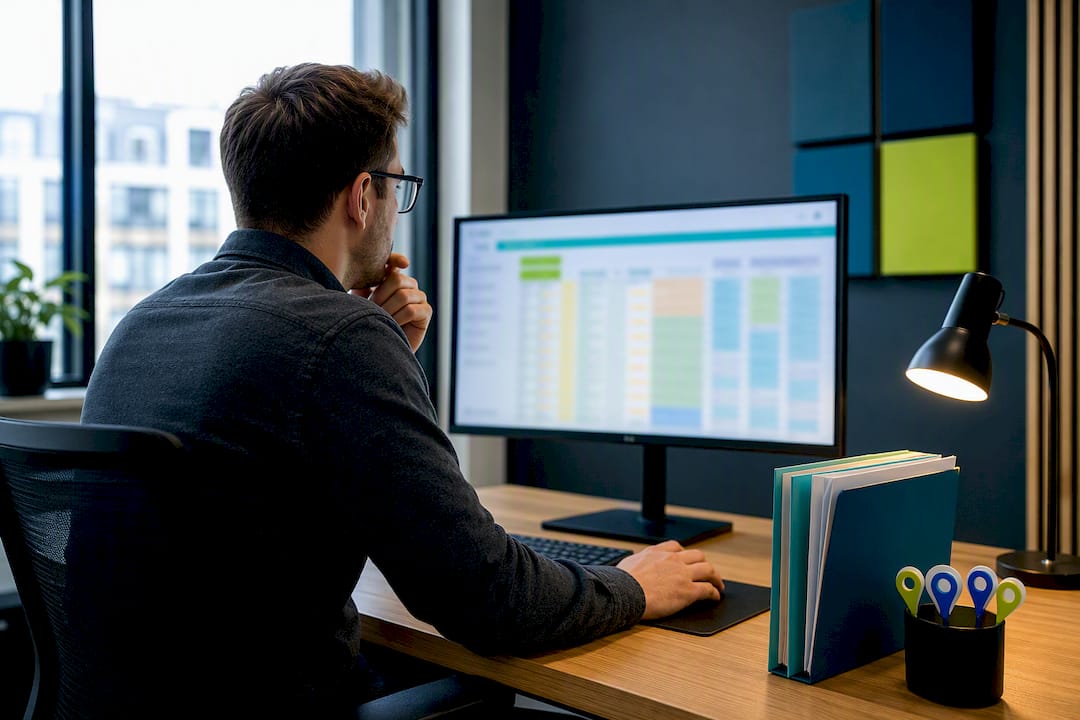 Specialist reviewing multi-location verification workflow