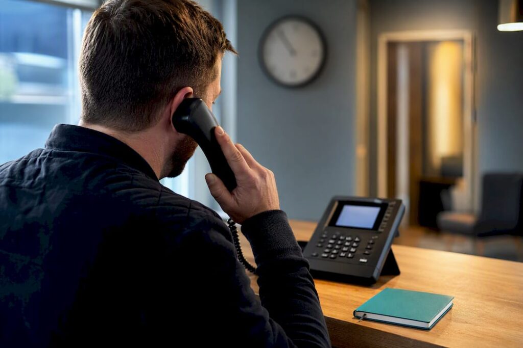 Business owner answering an incoming enquiry