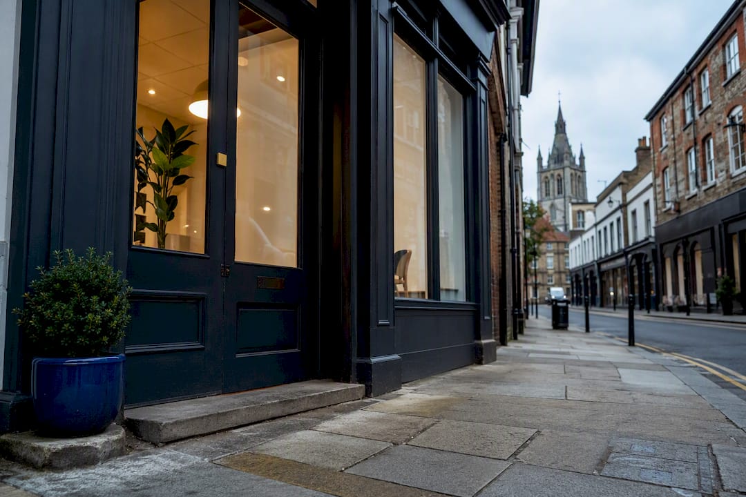 UK business premises on a local town street