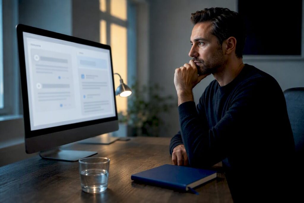 Analyst reviewing AI-generated answer citations