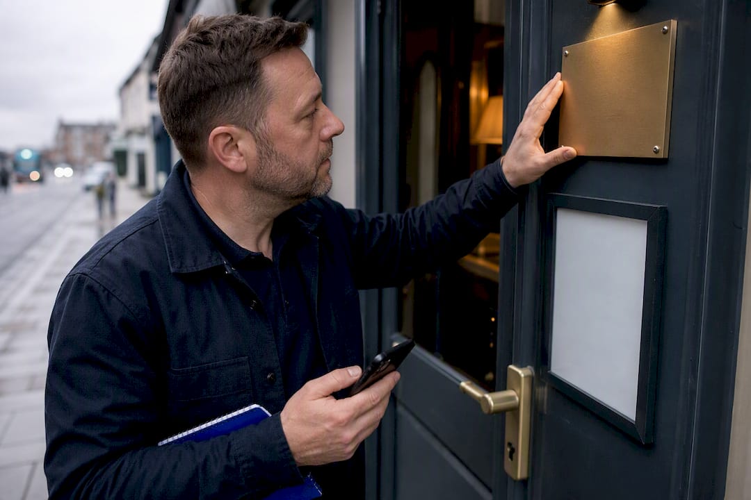 UK business owner checking premises details