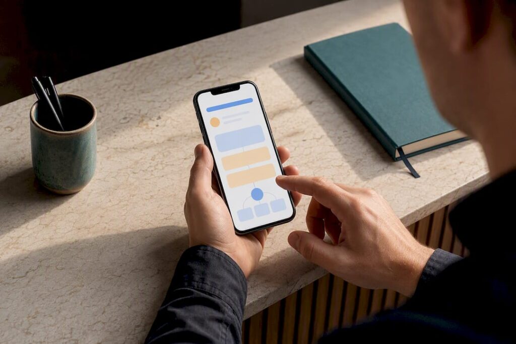 Abstract customer feedback survey on smartphone