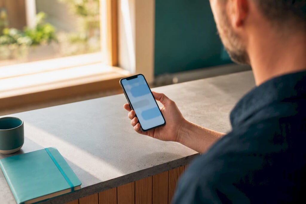 Business owner checking Messenger enquiry