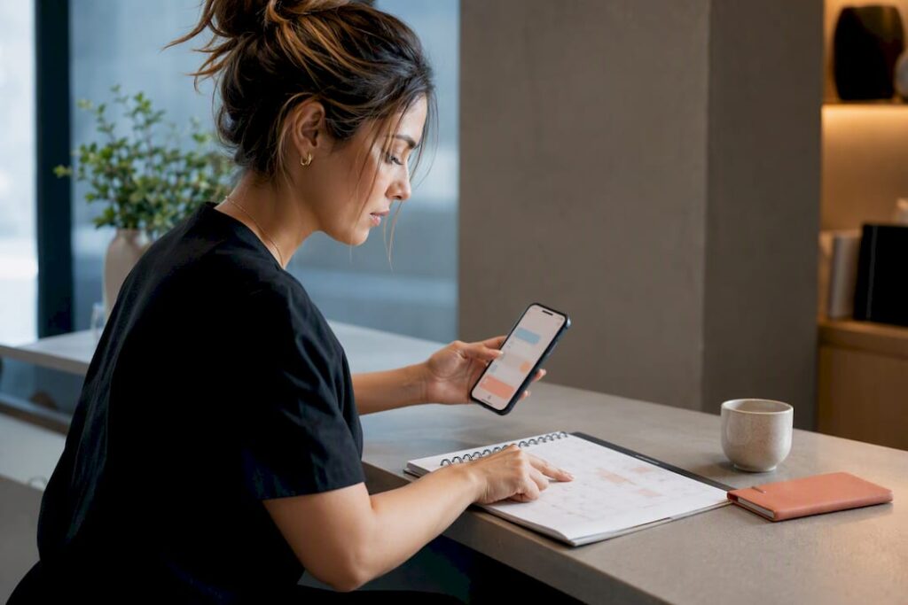 Receptionist checking SMS appointment booking