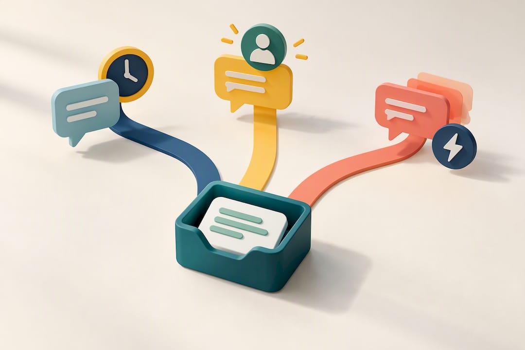 Three distinct automated reply pathways